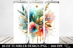 Colorful Watercolor Splash with Golden Foil | 20 Oz Tumbler Product Image 2