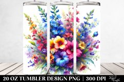 20 Oz Tumbler Sublimation | Vibrant Watercolor Bouquet with Product Image 2