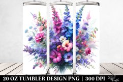 20 Oz Tumbler Sublimation | Vibrant Watercolor Bouquet with Product Image 2
