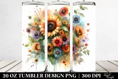 Washed Watercolor Sunflower | 20 oz Tumbler Product Image 2