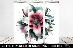 Watercolor Glossy Lily Shiny Material | 20 oz Tumbler Product Image 2