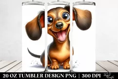 Watercolor Crazy Funny Dachshund Smiling | 20 oz Tumbler Product Image 2