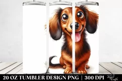 Watercolor Crazy Funny Dachshund Smiling | 20 oz Tumbler Product Image 2