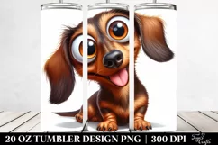 Watercolor Crazy Funny Dachshund Smiling | 20 oz Tumbler Product Image 2