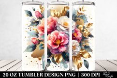 Abstract Gold Foil Camellia Bouquet | 20 Oz Tumbler Product Image 2