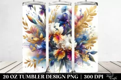Abstract Gold Foil Iris Bouquet | 20 Oz Tumbler Product Image 2