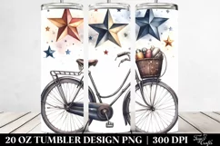 Watercolor Vintage Bicycle with Stars | 20 oz Tumbler Product Image 2