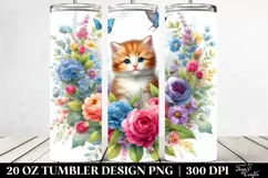 Colorful Kitten Floral | 20 Oz Tumbler Product Image 2