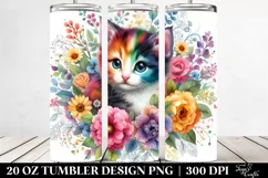 Colorful Kitten Floral | 20 Oz Tumbler Product Image 2