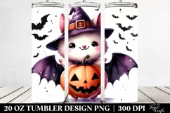 Watercolor Halloween Funny Clipart with Bat, 20 Oz Tumbler Product Image 2