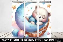 Cute Baby Bear on the Moon | 20 Oz Tumbler Product Image 2