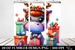 Expressive Hippo with Reindeer Horns 20 Oz Tumbler Product Image 2
