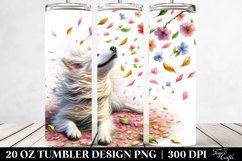 Dog Tumbling with Spring Petals Watercolor | Tumbler Product Image 2