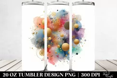 Colorful Watercolor Background with Foil | 20 Oz Tumbler Product Image 2