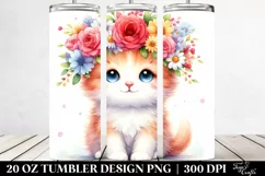 Pastel Kitten with Flower Crown 20 Oz Tumbler Product Image 2