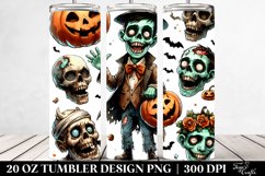 Halloween Undead Watercolor Clipart 20 Oz Tumbler Product Image 2