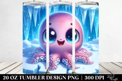 Cute Baby Octopus with Big Eyes, Transparent 20 Oz Tumbler Product Image 2