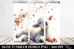 Lamb Tumbling with Spring Petals Watercolor | Tumbler Product Image 2