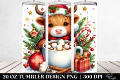 Cute Christmass Cow with Hot Cocoa 20 Oz Tumbler Product Image 2