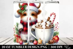 Cute Highland Cow with Hot Cocoa, Transparent 20 Oz Tumbler Product Image 2
