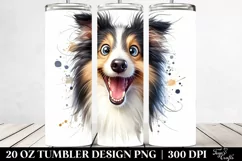 Cute Crazy Watercolor Collie | 20 Oz Tumbler Product Image 2