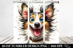 Cute Crazy Watercolor Collie | 20 Oz Tumbler Product Image 2