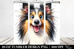 Cute Crazy Watercolor Collie | 20 Oz Tumbler Product Image 2