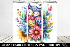 Colorful Whimsical Owl Sleeping | 20 Oz Tumbler Product Image 2