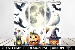Halloween Full Moon Watercolor Clipart 20 Oz Tumbler Product Image 2