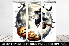 Halloween Full Moon Watercolor Clipart 20 Oz Tumbler Product Image 2