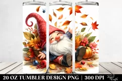 Colorful Cute Gnome with Autumn Leaves | 20 oz Tumbler Product Image 2