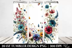 Centered Watercolor Wild Flowers | 20 Oz Tumbler Product Image 2