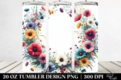 Watercolor Wild Flowers with Vibrant Frame | 20 oz Tumbler Product Image 2