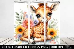 Cute Cuddling Baby Giraffe | 20 Oz Tumbler Product Image 2