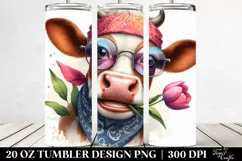 Cow Portrait Bandana | 20 oz Tumbler Product Image 2