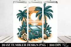 Vintage Tropical Beach Suitcase Tshirt | 20 oz Tumbler Product Image 2