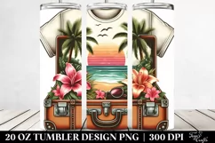 Vintage Tropical Beach Suitcase Clipart | 20 oz Tumbler Product Image 2