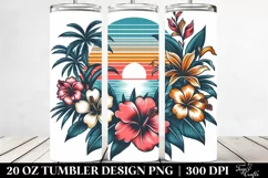 Vintage Tropical Flower Sunset T-Shirt Vector Style | 20 oz Product Image 2