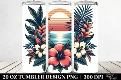 Vintage Tropical Flower Sunset T-Shirt Vector Style | 20 oz Product Image 2