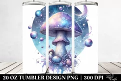 Detailed Shiny Mystical Celestial Mushroom Watercolor Splash Product Image 2