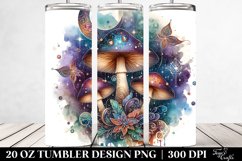Detailed Shiny Mystical Celestial Mushroom Watercolor Splash Product Image 2