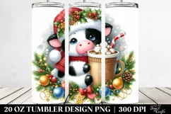 Watercolor Cute Little Cow with Christmas Ornaments 20 Oz Product Image 2