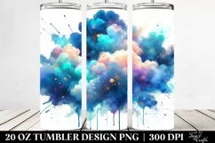 Colorful Blueis Cloud Watercolor | 20 Oz Tumbler Product Image 2