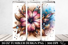 Abstract Wooden Stained Petunia | 20 oz Tumbler Product Image 2