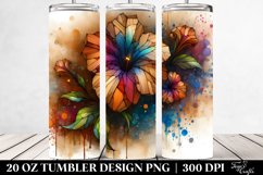 Abstract Wooden Stained Petunia | 20 oz Tumbler Product Image 2