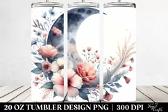 Washed Watercolor Half Moon Flowers 20 oz Tumbler Product Image 2