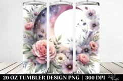 Washed Watercolor Half Moon Flowers 20 oz Tumbler Product Image 2