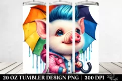 Cool Baby Pig Raincoat & Umbrella Tumbler Product Image 2