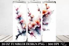Abstract Watercolor Cherry Blossom | 20 Oz Tumbler Product Image 2