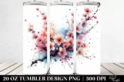 Abstract Watercolor Cherry Blossom | 20 Oz Tumbler Product Image 2